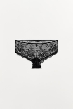 ZARA КРУЖЕВНЫЕ ТРУСЫ-ШОРТЫ, ЧЕРНЫЙ