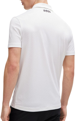 Мужское теннисное поло BOSS Paddytech Degradé-Jacquard Polo Shirt - белый