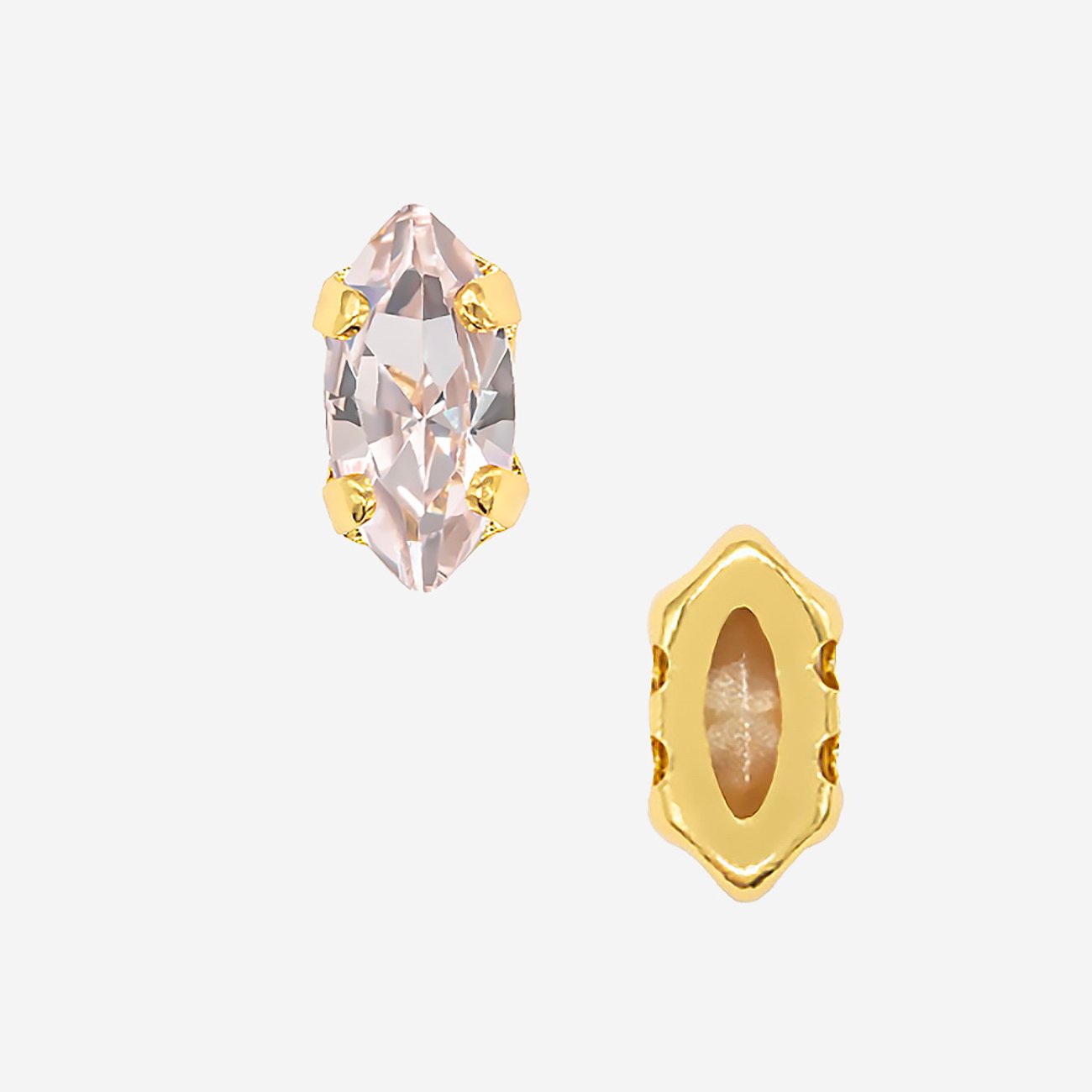 Кристалл Маркиз (Marquise Fancy Stone) в цапах, оттенок "Светло-розовый"/"Light Rose", 6*3мм, позолота