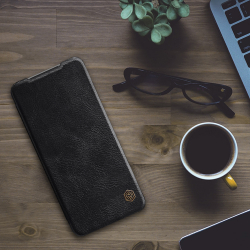 Кожаный чехол книжка Nillkin Qin Leather для Xiaomi Redmi Note 10 и Note 10S, черный цвет