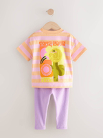 Футболка и легинсы в комплекте для девочки Next E51-361, Светло-оранжевый, Сиреневый