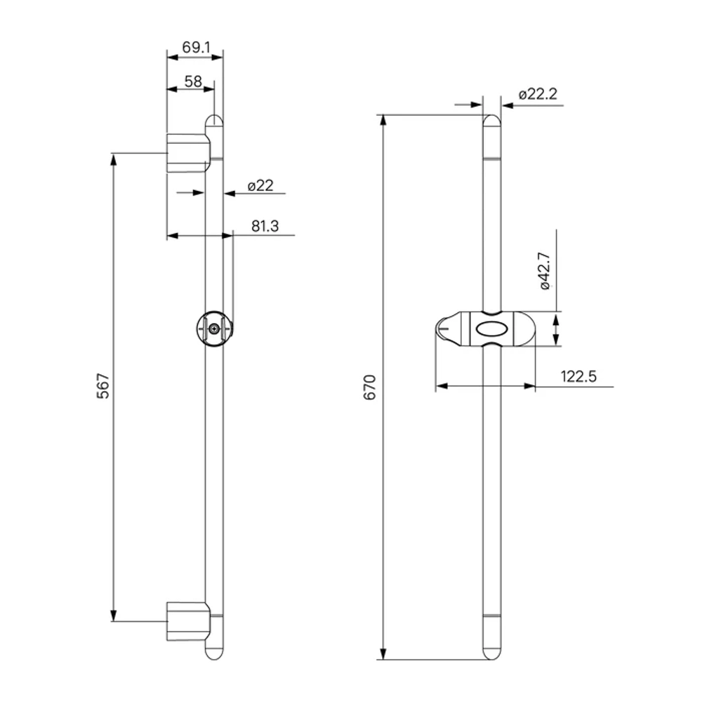 Стойка для душа Milardo 67 см 0706700M17 {2}
