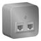 Розетка RJ45 Systeme Electric BLANCA двойная накладная алюминий 30894