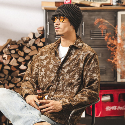 Американская жаккардовая рубашка в стиле ретро с длинными рукавами на весну и осень ,модный бренд, винтажная повседневная рубашка