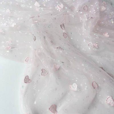 Фатин Розовые сердечки