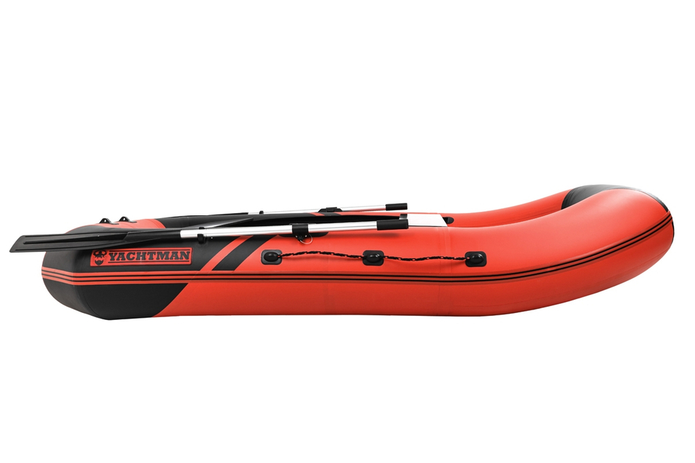 YACHTMAN-260 МНД НАДУВНОЕ ДНО (Яхтман) красный-черный (лодка ПВХ с усилением)
