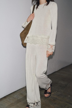 ZARA ФУТБОЛКА С КОНТРАСТНЫМИ ДЕТАЛЯМИ, ЭКРЮ