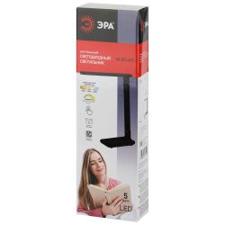 Настольный светильник ЭРА NLED-495-5W-BK светодиодный аккумуляторный черный | Светодиодные настольные лампы