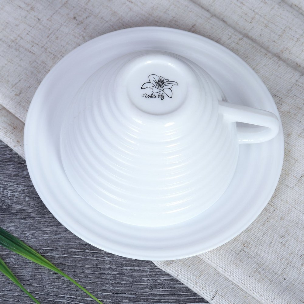 Чайная пара 230мл белая рифленая / N-BWB230BWBD60-6 (WHITE)