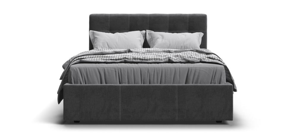 Белла Кровать+ПМ 160 Велюр Монолит серый