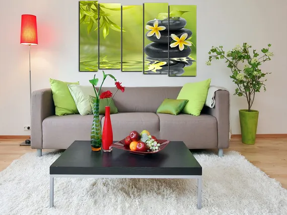 Модульная картина "Цветы на камнях"