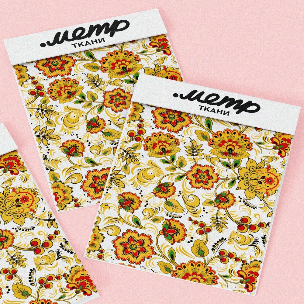 Ткань лен белая хохлома