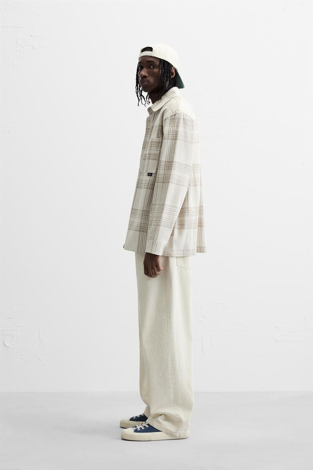 ZARА РУБАШКА ИЗ ФЛАНЕЛИ В КЛЕТКУ, БЕЖЕВЫЙ