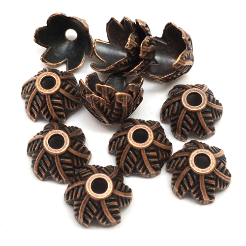 Шапочки "Листья" 10х5 мм (10 шт), под медь