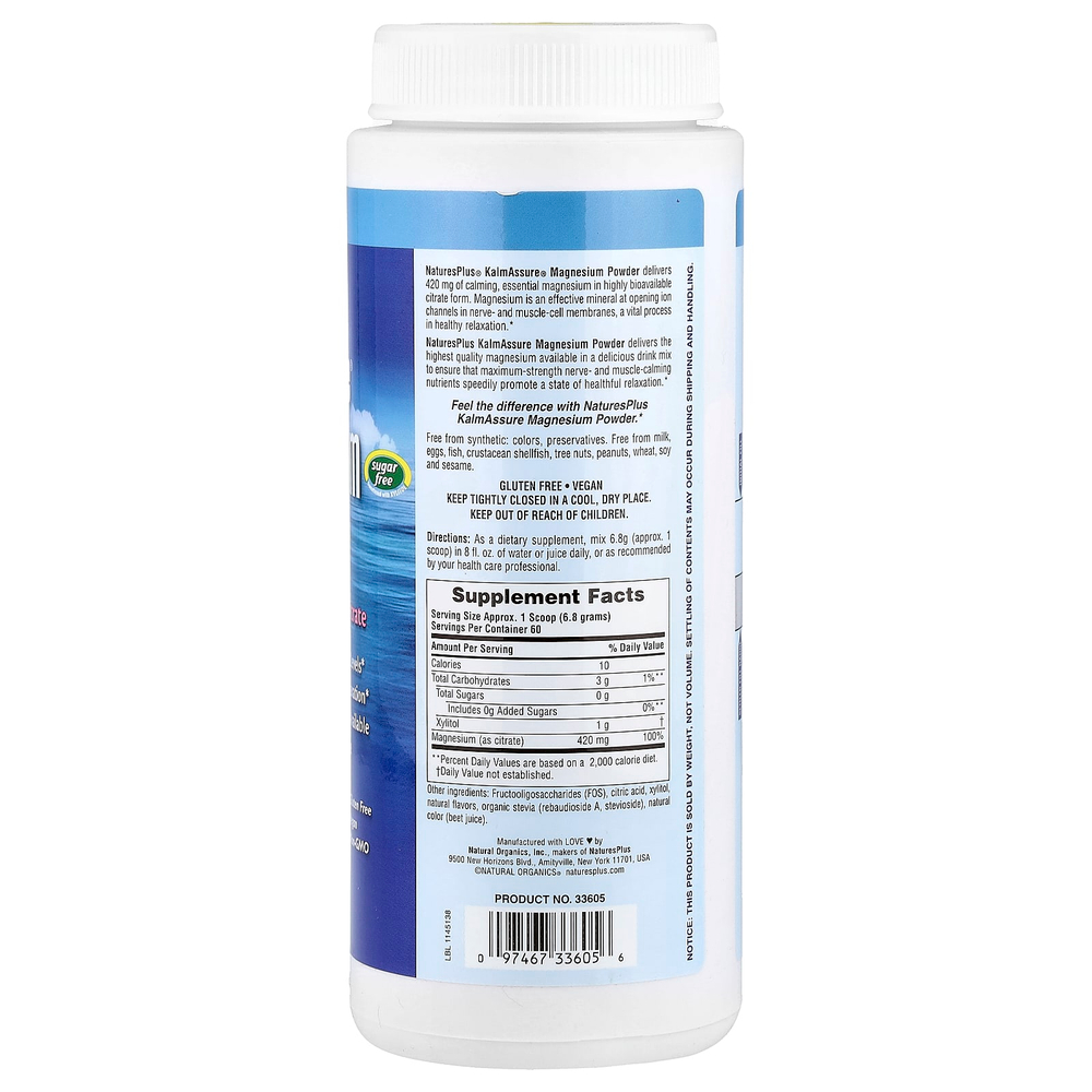 NaturesPlus, Kalmassure®, магний в порошке, со вкусом освежающего розового лимонада, 408 г (0,9 фунта)