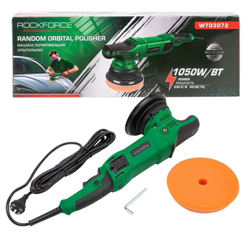 Машина полировальная орбитальная электрическая (230V, 1050W, 1400-4800об/мин, диаметр круга - 150мм) RockFORCE RF-WT03072