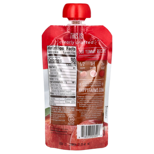 Happy Family Organics, Happy Baby®, органическое детское питание, для детей от 6 месяцев, яблоки, гуава и свекла, 113 г (4 унции)