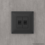 Компьютерная розетка RJ-45 без шторки в стену, кат.6А двойная, "Avanti", "Черный матовый"