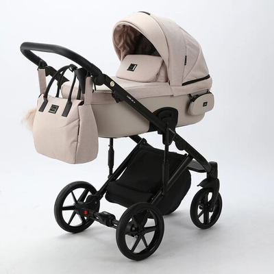 Детская коляска Adamex Lumi Air 3 в 1 L-PS33 Lux Светло-бежевый со светло-бежевой эко-кожей