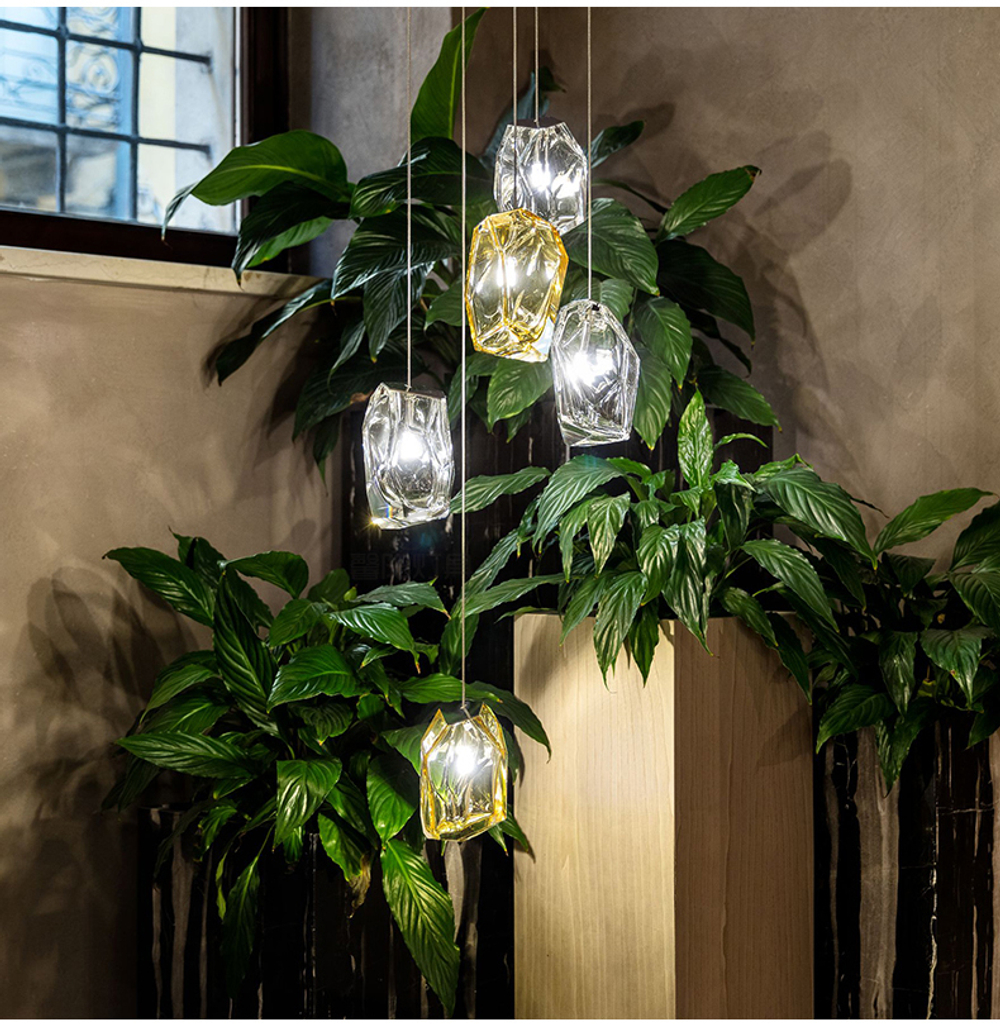 Pendant design lamp Crystal Rock by Lasvit (White)