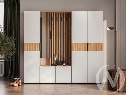 Прихожая "Сандра" (крафт/белый; тортуга (M-27) Комплектация 6