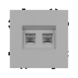 Механизм сдвоенной телефонной розетки SCT-NOBE-MTL2-SFPL-IS (RJ-11, 4C) (Arlight, Никель) 061890