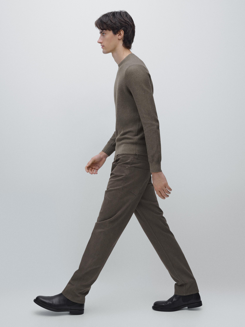 Massimo Dutti Джинсы зауженного кроя, серо-зеленый