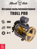 Катушка мультипликаторная Black Side TROLL PRO 300, передаточное число 3.8:1