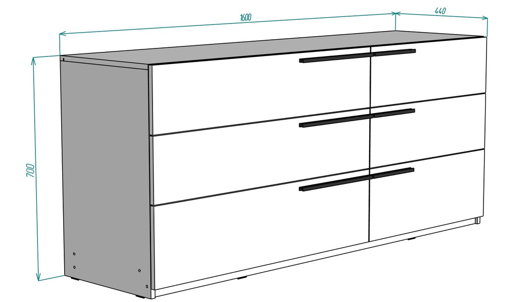 Комод Лорена Пакс-3 Черный 0190 PE 160*44*70 см, Черный   Фиеста