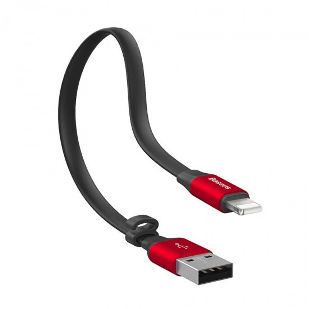 USB дата кабель Baseus Nimble Portable Cable for iPhone 23см, 010844 Черный + красный