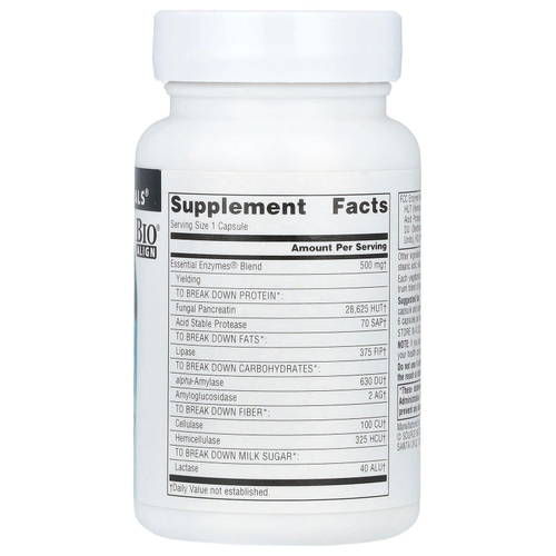 Source Naturals, Daily Essential Enzymes®, 500 мг, 60 вегетарианских капсул