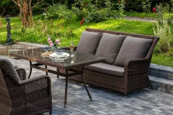 "Гляссе" обеденная группа из искусственного ротанга, цвет коричневый