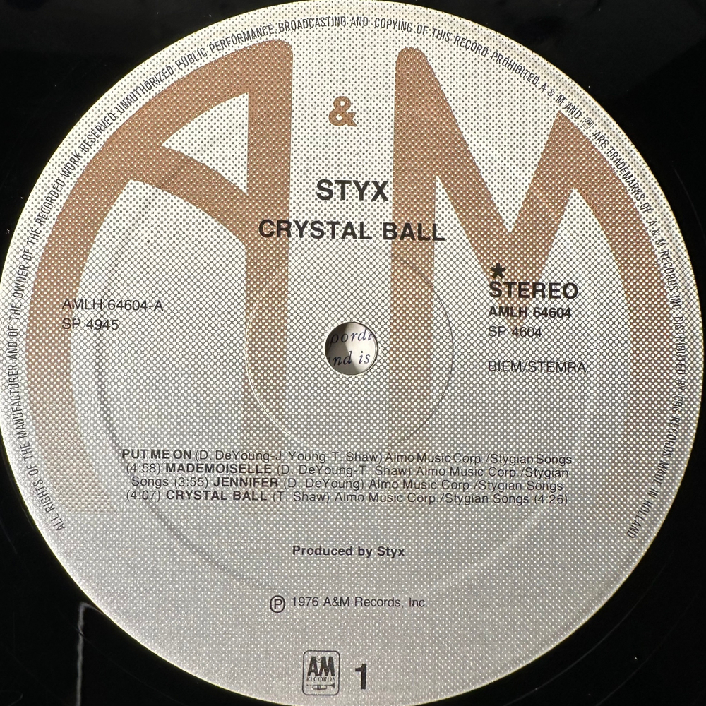 Styx ‎– Crystal Ball (Голландия 1976г.)