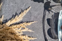 "Малага" обеденная группа на 6 персон со стульями "Марсель", каркас темно-серый, роуп темно-серый