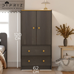 Комод из сосны Раст 2 ящика, с органайзерами, 2 двери с полкой для хранения, серый/антик