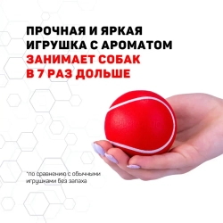 Playology squeaky chew ball жевательный мяч для собак средних и крупных пород с пищалкой и с ароматом говядины, 8 см, красный