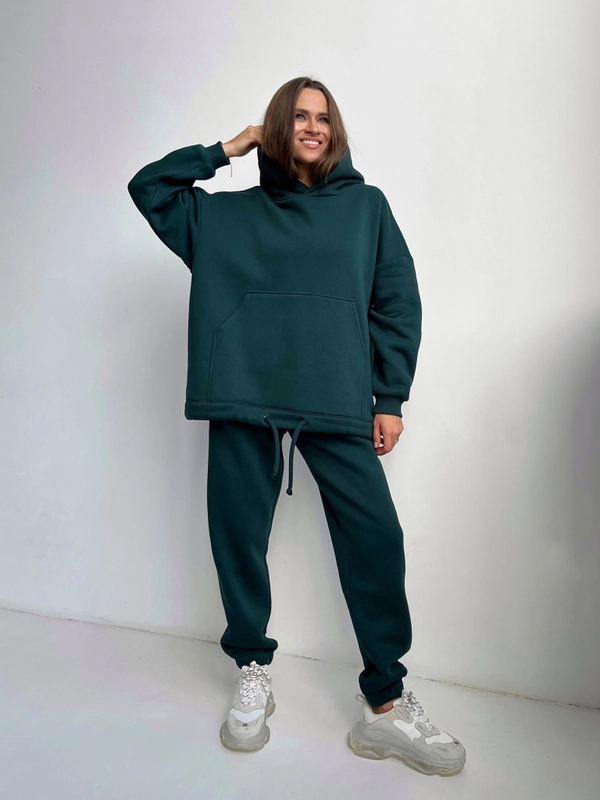 Худи OVERSIZE, с начесом, королевская ель