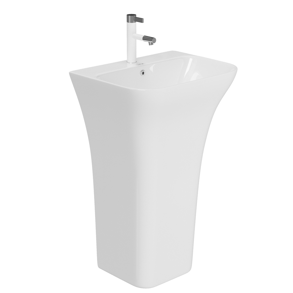 Умывальник-моноблок ELITE1 WAVE 550*435*835 ш*г*в, с хром переливом, белый, прямоуг