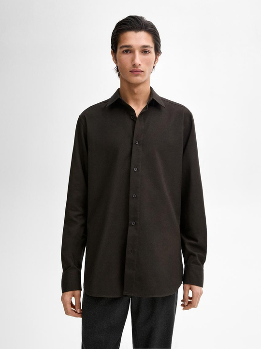 Massimo Dutti Рубашка из 100% хлопкового твила, коричневый