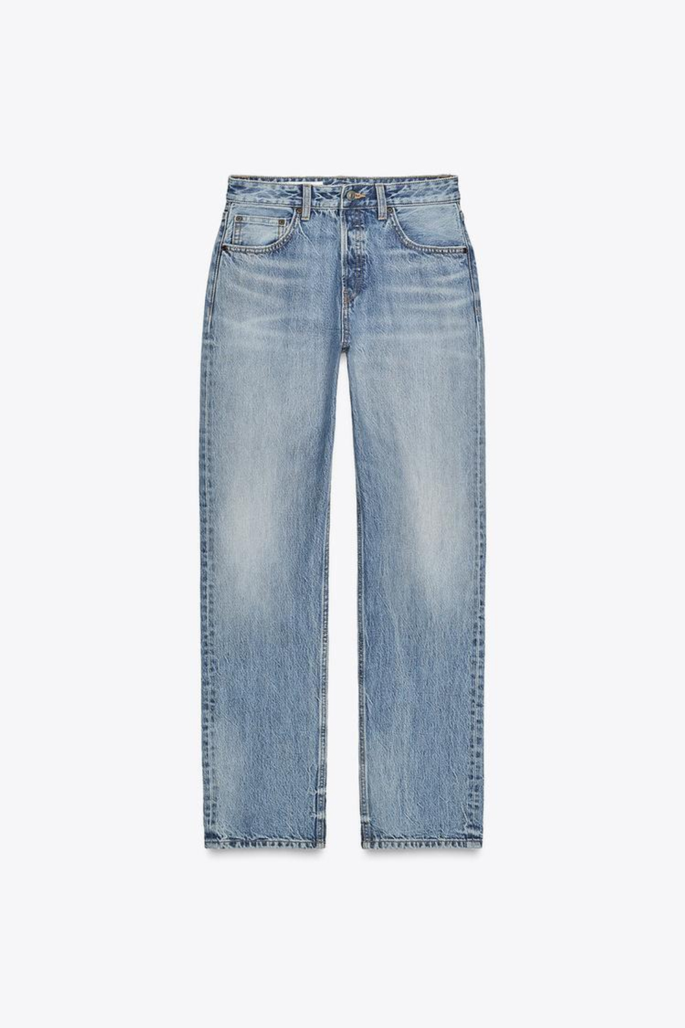 ZARA ДЖИНСЫ TRF ПРЯМОГО КРОЯ СО СРЕДНЕЙ ПОСАДКОЙ, СИНИЙ