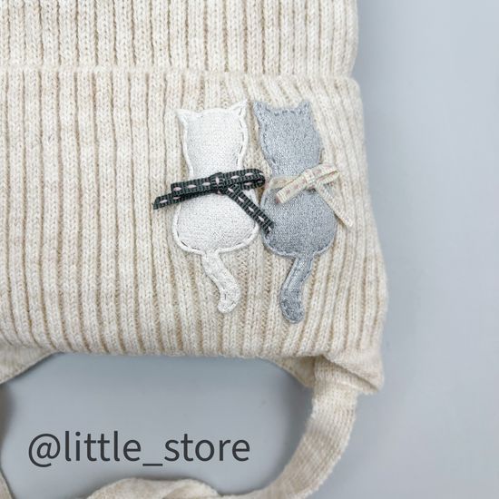 Шапка зимняя "Котики" Св бежевая