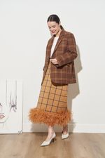 ПИДЖАК В КЛЕТКУ ШОКОЛАД|ОРАНЖЕВЫЙ