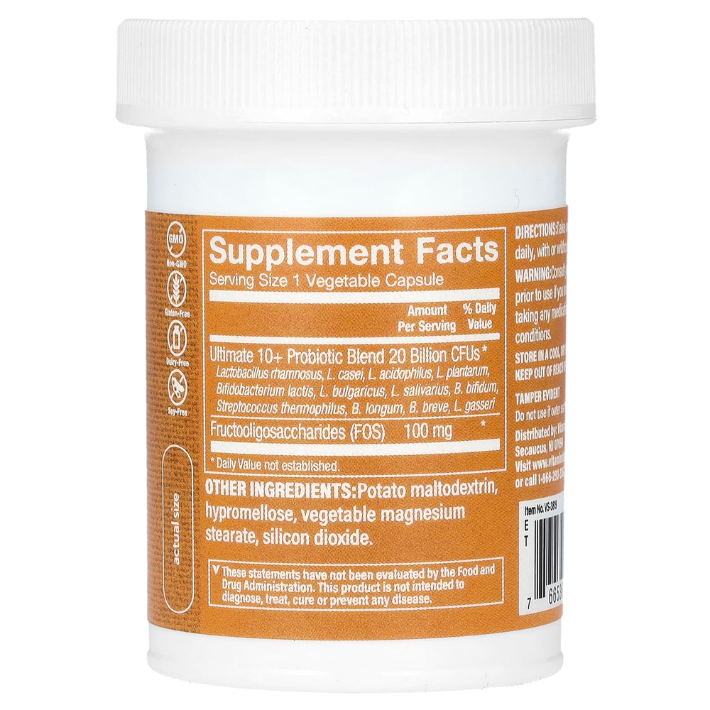 The Vitamin Shoppe, Ultimate 10+, пробиотики, 20 млрд, 60 растительных капсул