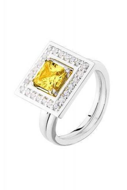 Кольцо сборное из серебра со вставками из жёлтого и бесцветных фианитов