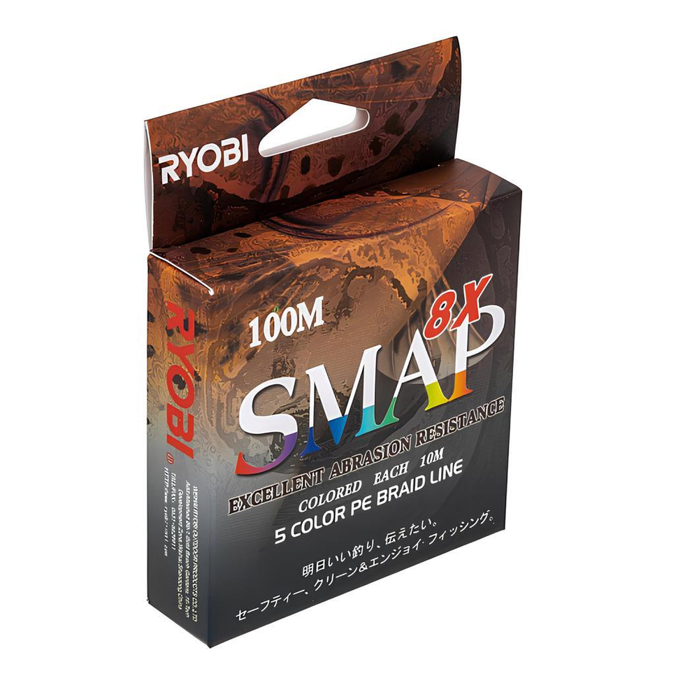 Шнур SMAP PE8X-100M 3.0# Multi Colour 0,285мм Ryobi