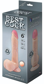 Телесный фаллоимитатор на присоске BEST COCK 6 - 19 см. (Цвет: телесный)