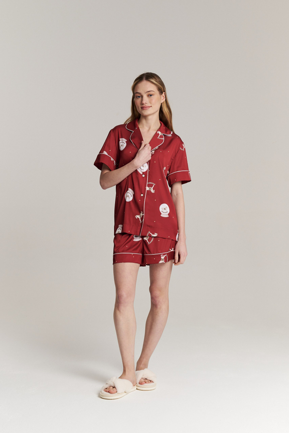 Шелковые шорты с кантом - новогодние лошади