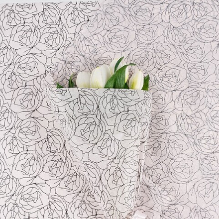 Бумага тишью "Узоры" 50*70см Черные на розовом (20л)