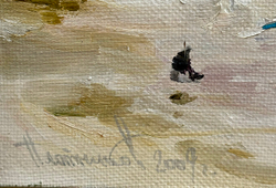 Плотников В.В. Баржа. Зима в Угличе. Холст, масло. 2009г. Размер холста 40х50 см.