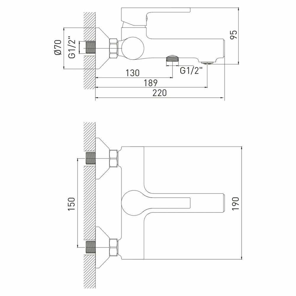 Смеситель для ванны 35k MIXLINE ML22-01 "Round"